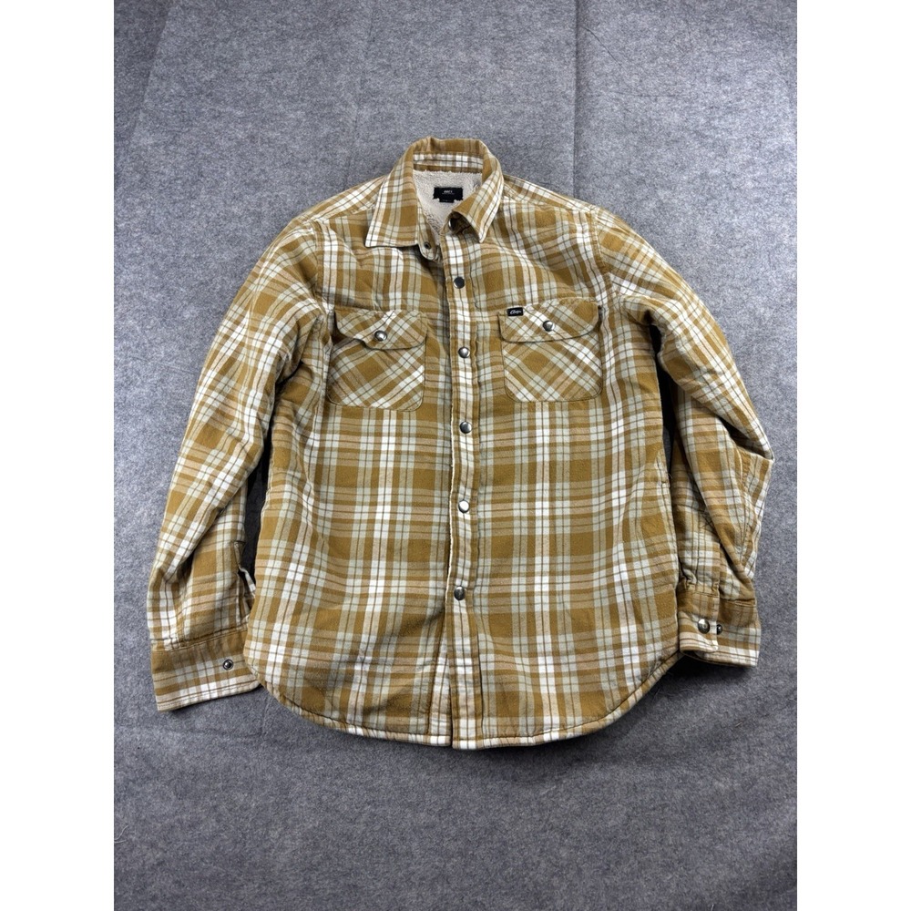 Obey Jacket Mens S Yellow Plaid Sherpa Collar Flannel‎ Lined Casual Granola
